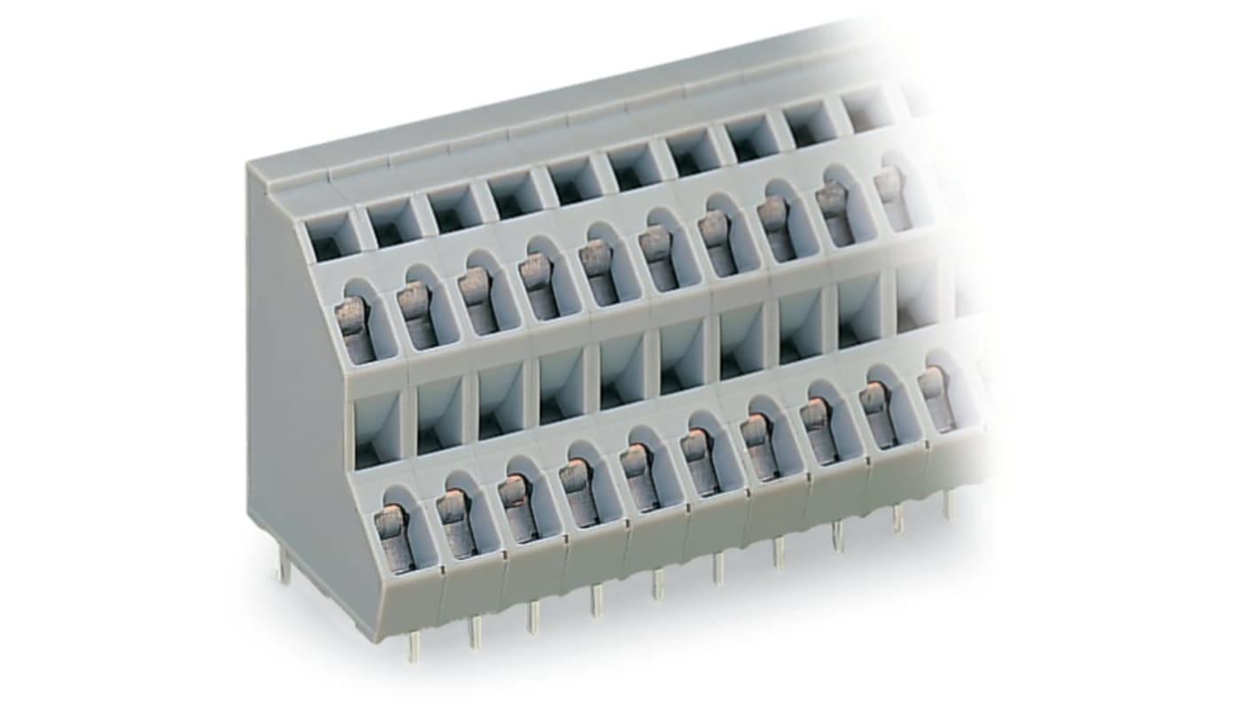 WAGO 736 Series PCB Terminal Block, 16-Contact, 5mm Pitch, Through Hole Mount, 2-Row, Cage Clamp Termination