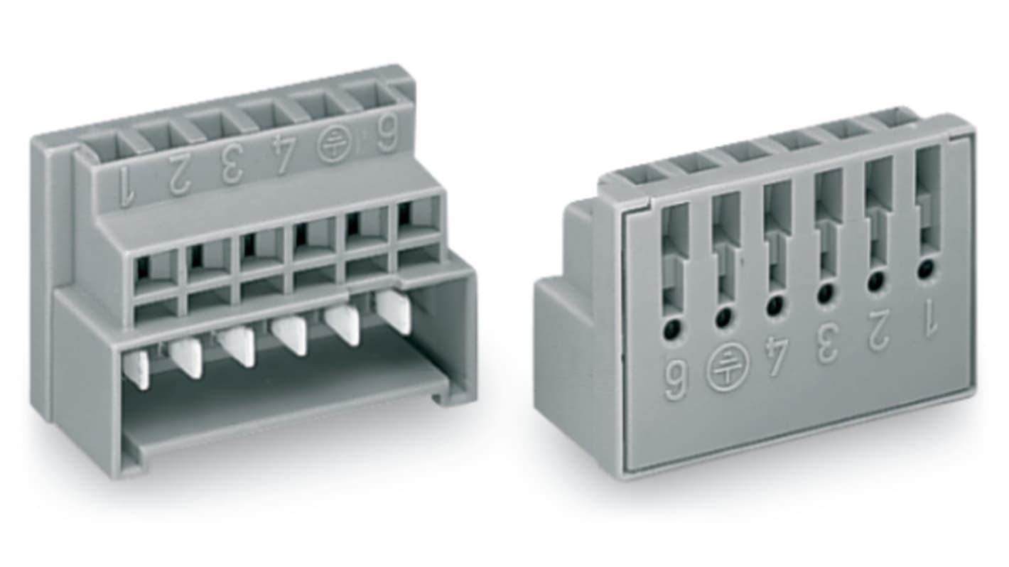 WAGO 730 Series Male Lighting Connector, 6-Pole, Male, 6-Way, Plug-In Mount, 10A