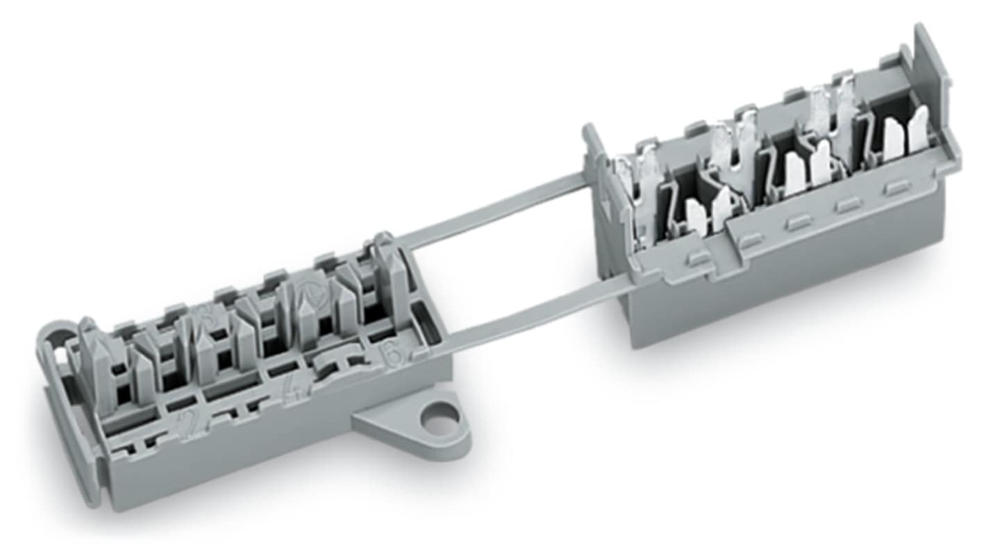 WAGO 730 Series Female Lighting Connector, 6-Pole, Female, 6-Way, Plug-In Mount, 10A