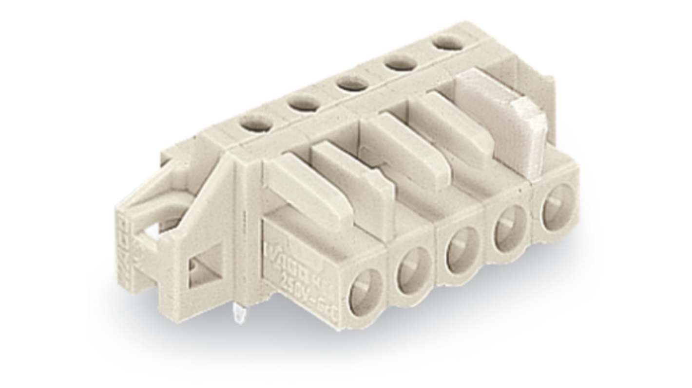 WAGO 722 Series Series Angled Flange Mount PCB Header, 12-Contact, 1-Row, 5mm Pitch, Solder Termination