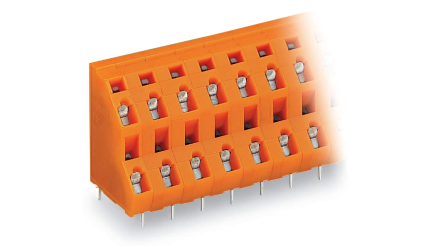 WAGO 736 Series PCB Terminal Block, 4-Contact, 7.62mm Pitch, Through Hole Mount, 2-Row, Cage Clamp Termination