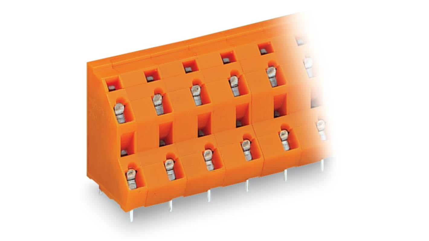 WAGO 736 Series PCB Terminal Block, 4-Contact, 10.16mm Pitch, Through Hole Mount, 2-Row, Cage Clamp Termination