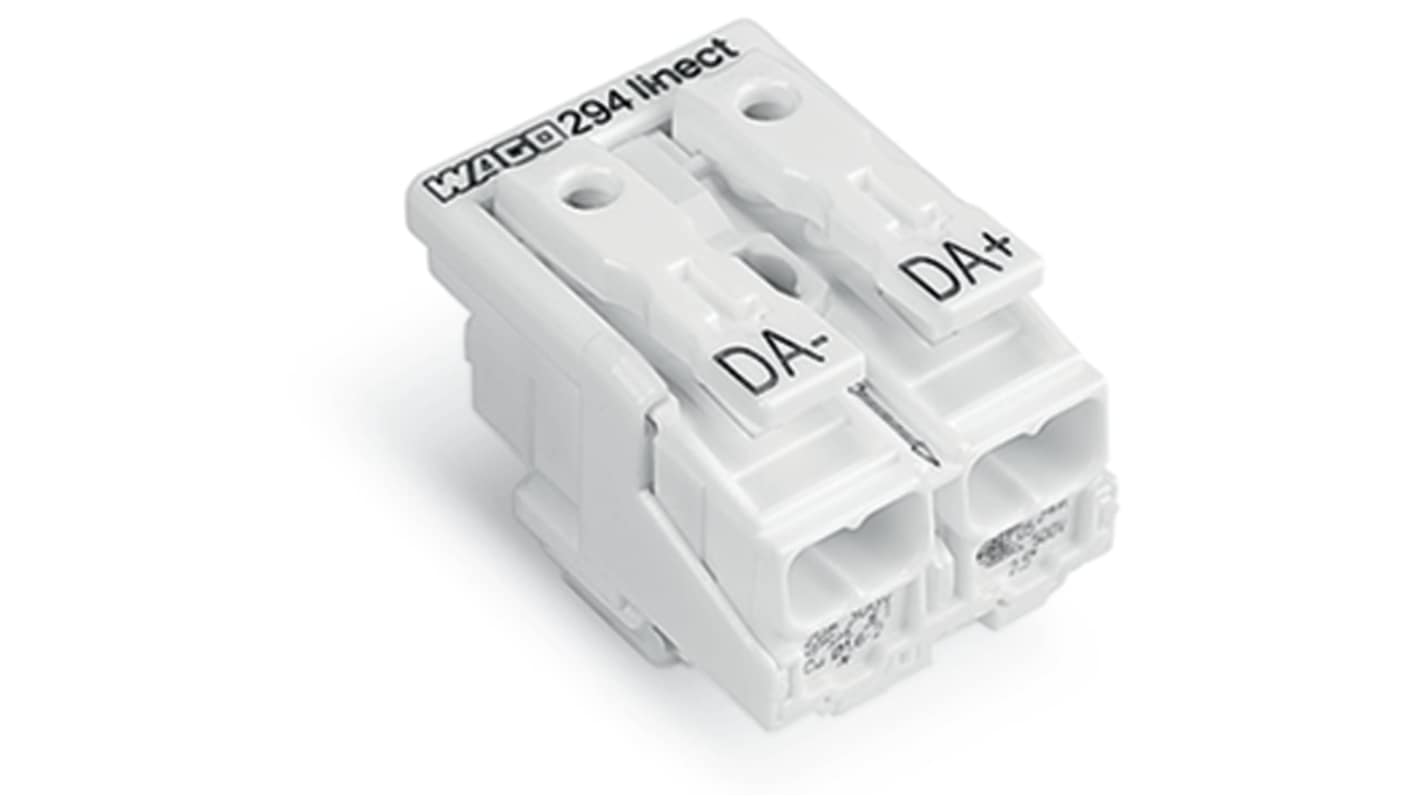 WAGO 294 Series Male Lighting Connector, 2-Pole, Male, 2-Way, Plug-In Mount, 24A