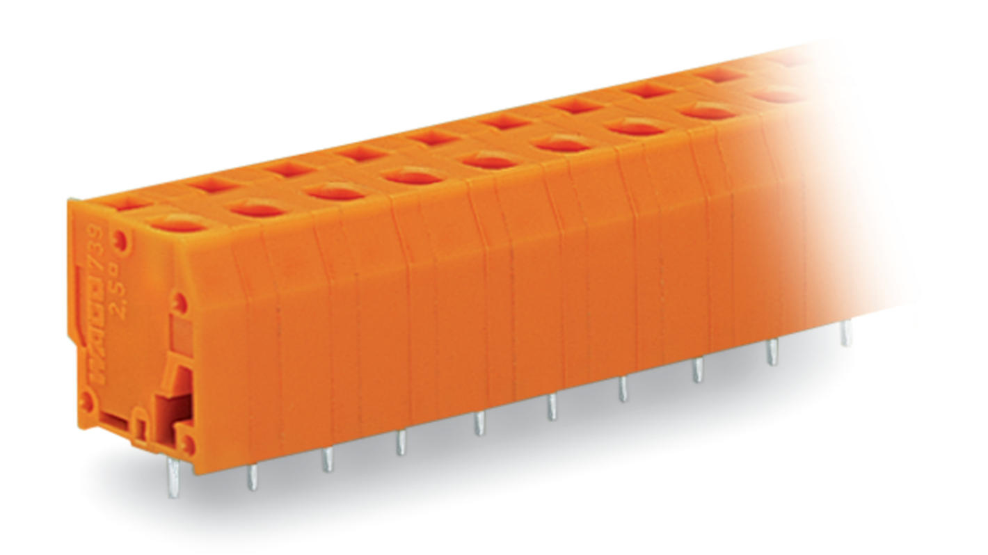 WAGO 739 Series PCB Connector, 10-Contact, 7.62mm Pitch, Through Hole Mount, 1-Row, Cage Clamp Termination