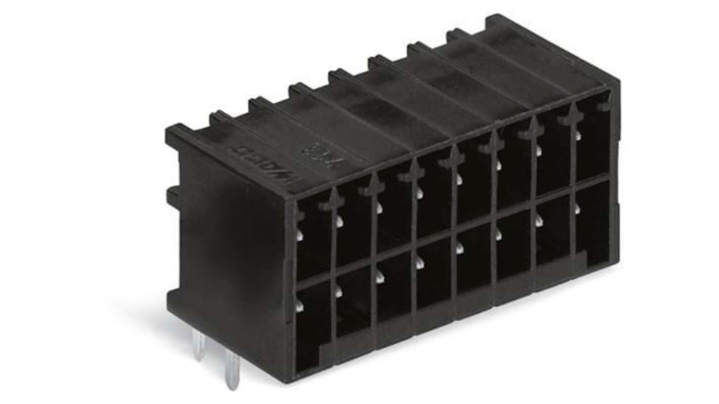 WAGO 713 Series Angled Through Hole Header, 14 Contact(s), 3.5mm Pitch, 2 Row(s), Shrouded