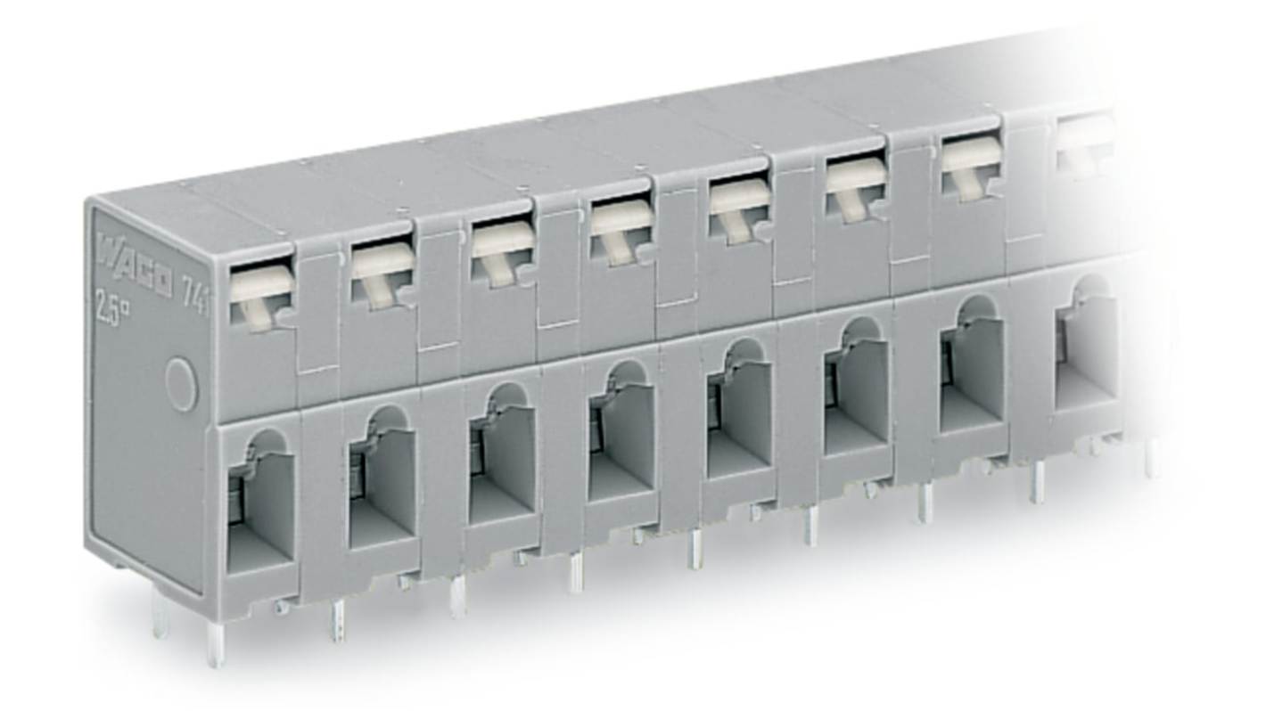 WAGO 741 Series PCB Connector, 8-Contact, 7.5mm Pitch, Through Hole Mount, 3-Row, Push In Termination