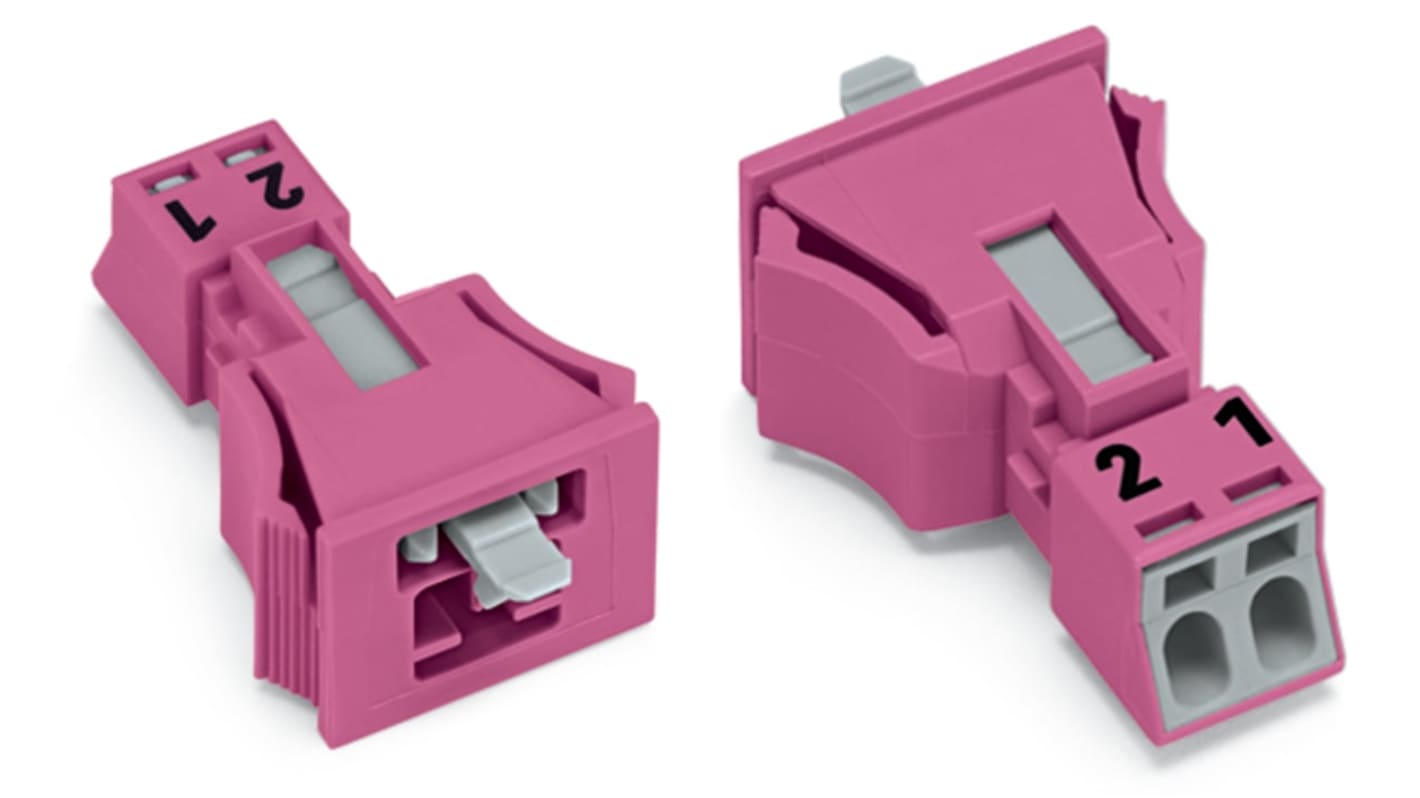 WAGO 890 Series Male Lighting Connector, 2-Pole, Male, 2-Way, Snap-In, 16A, IP20, IP40
