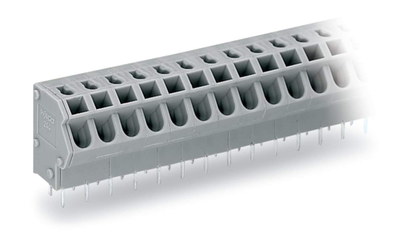 WAGO 254 Series PCB Connector, 4-Contact, 5/5.08mm Pitch, Through Hole Mount, 1-Row, Push Wire Termination