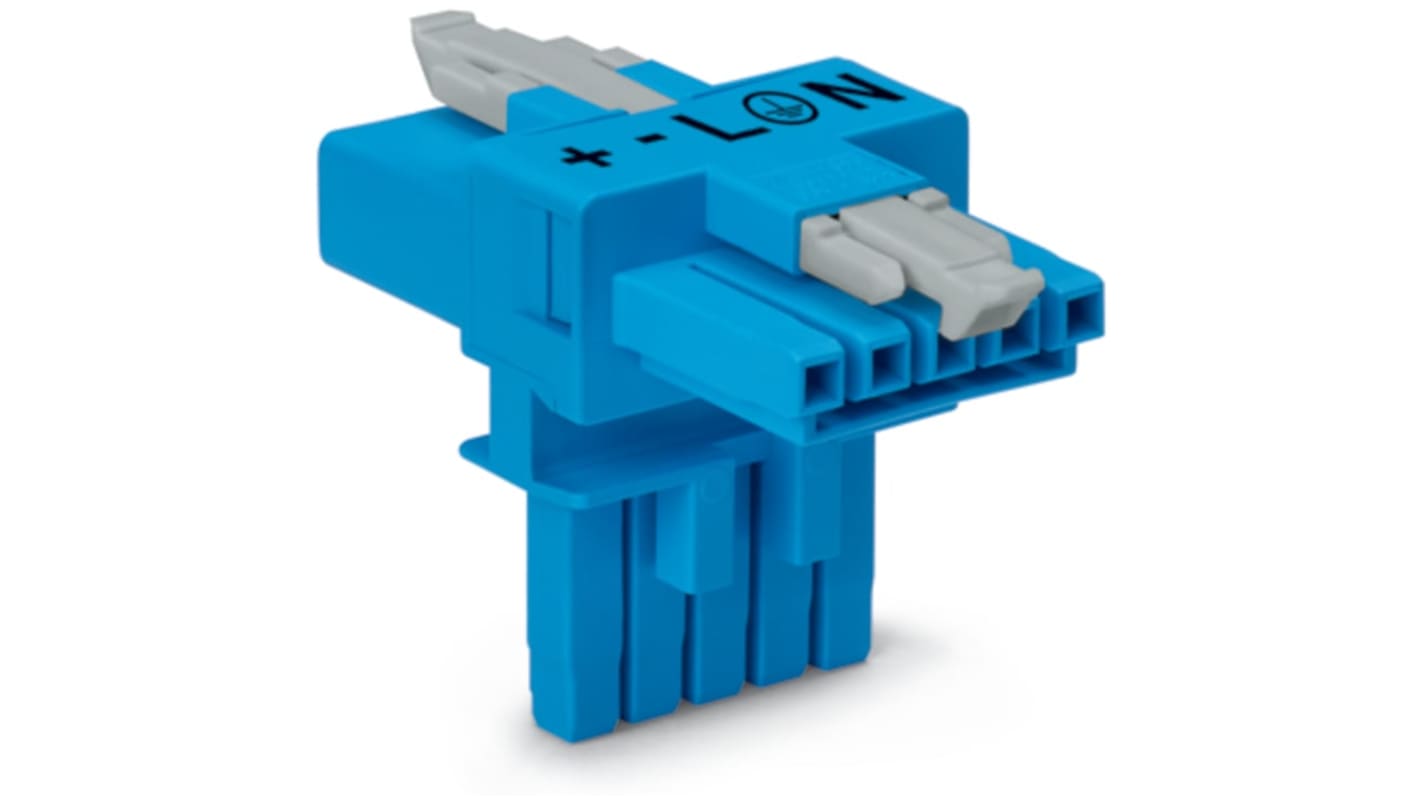 WAGO 890 Series Female Lighting Connector, 5-Pole, Female, 5-Way, Plug-In Mount, 16A, IP20, IP40