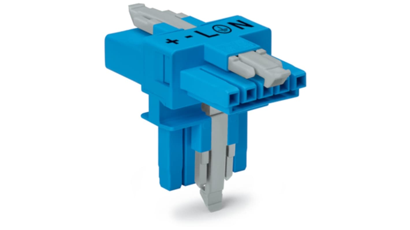 WAGO 890 Series Female Lighting Connector, 5-Pole, Female, 5-Way, Plug-In Mount, 16A, IP20, IP40