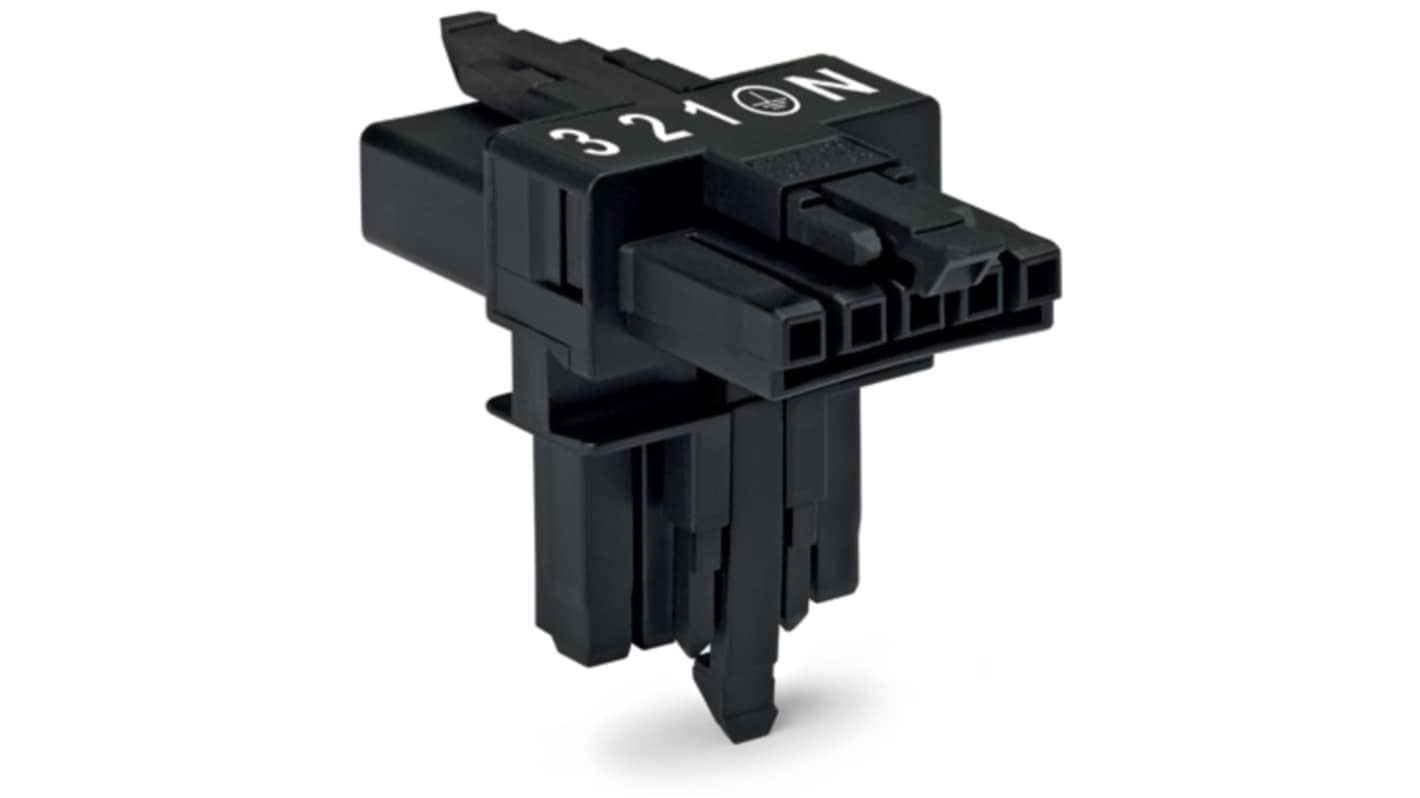 WAGO 890 Series Female Lighting Connector, 5-Pole, Female, 5-Way, Plug-In Mount, 13A, IP20, IP40