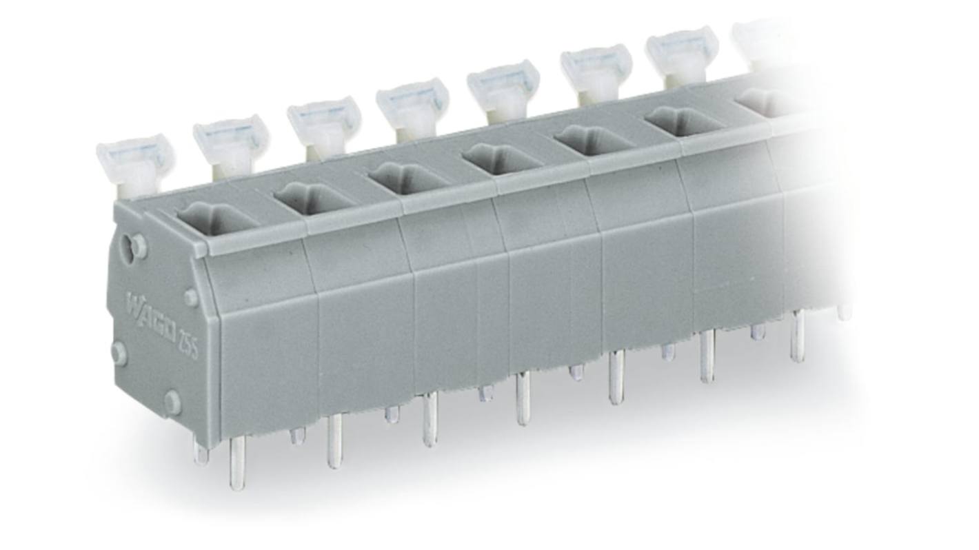 WAGO PCB连接器, 9p, 7.5/7.62mm间距, THT安装, 下压按钮端接, 255系列