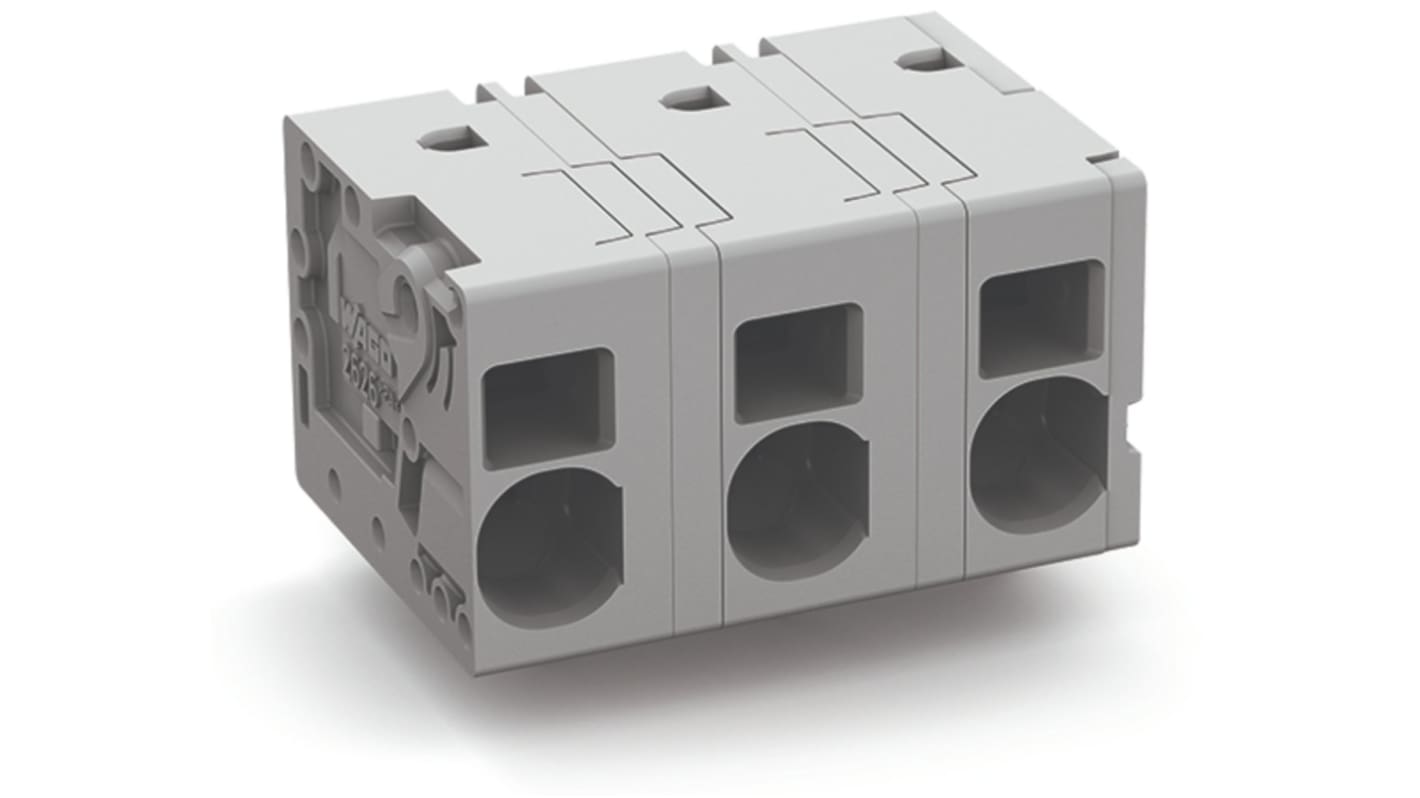 WAGO 2626 Series PCB Connector, 3-Contact, 12.5mm Pitch, Feed Through Mount, 2-Row, Push-In Cage Clamp Termination