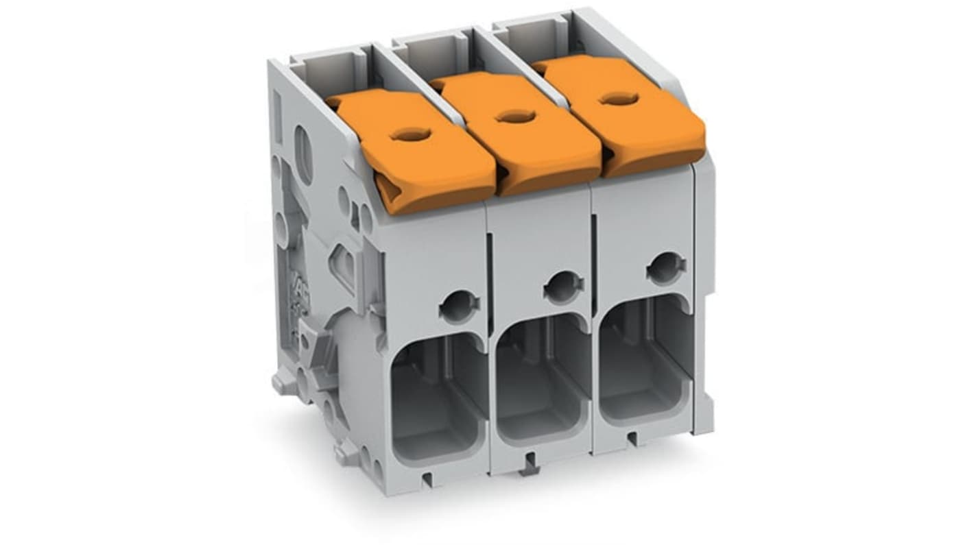 WAGO 2606 Series PCB Connector, 4-Contact, 7.5mm Pitch, Through Hole Mount, 1-Row, Push-In Cage Clamp Termination