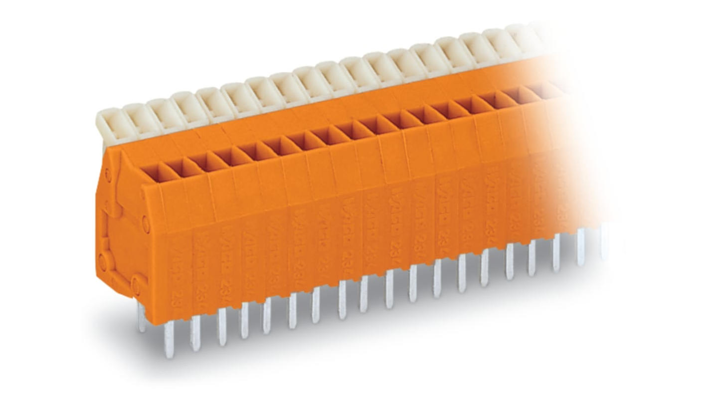 WAGO 234 Series PCB Terminal Block, 3-Contact, 2.54mm Pitch, Through Hole Mount, 1-Row, Push Button Termination