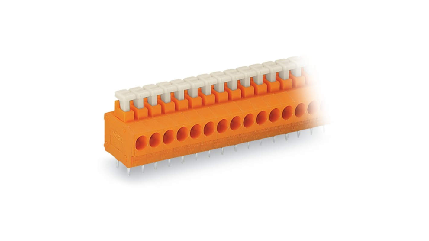 WAGO 235 Series PCB Terminal Block, 6-Contact, 3.81mm Pitch, Through Hole Mount, 1-Row, Push-In Cage Clamp Termination
