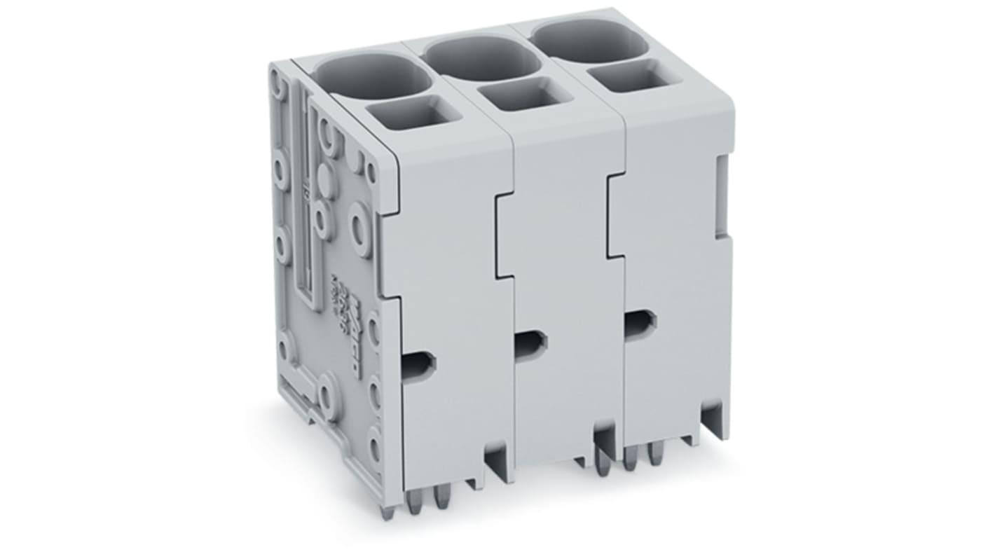 WAGO 2636 Series PCB Connector, 4-Contact, 10mm Pitch, Feed Through Mount, 1-Row, Push-In Cage Clamp Termination