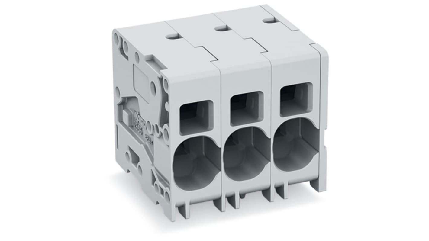 WAGO 2636 Series PCB Connector, 4-Contact, 10mm Pitch, Feed Through Mount, 1-Row, Push-In Cage Clamp Termination