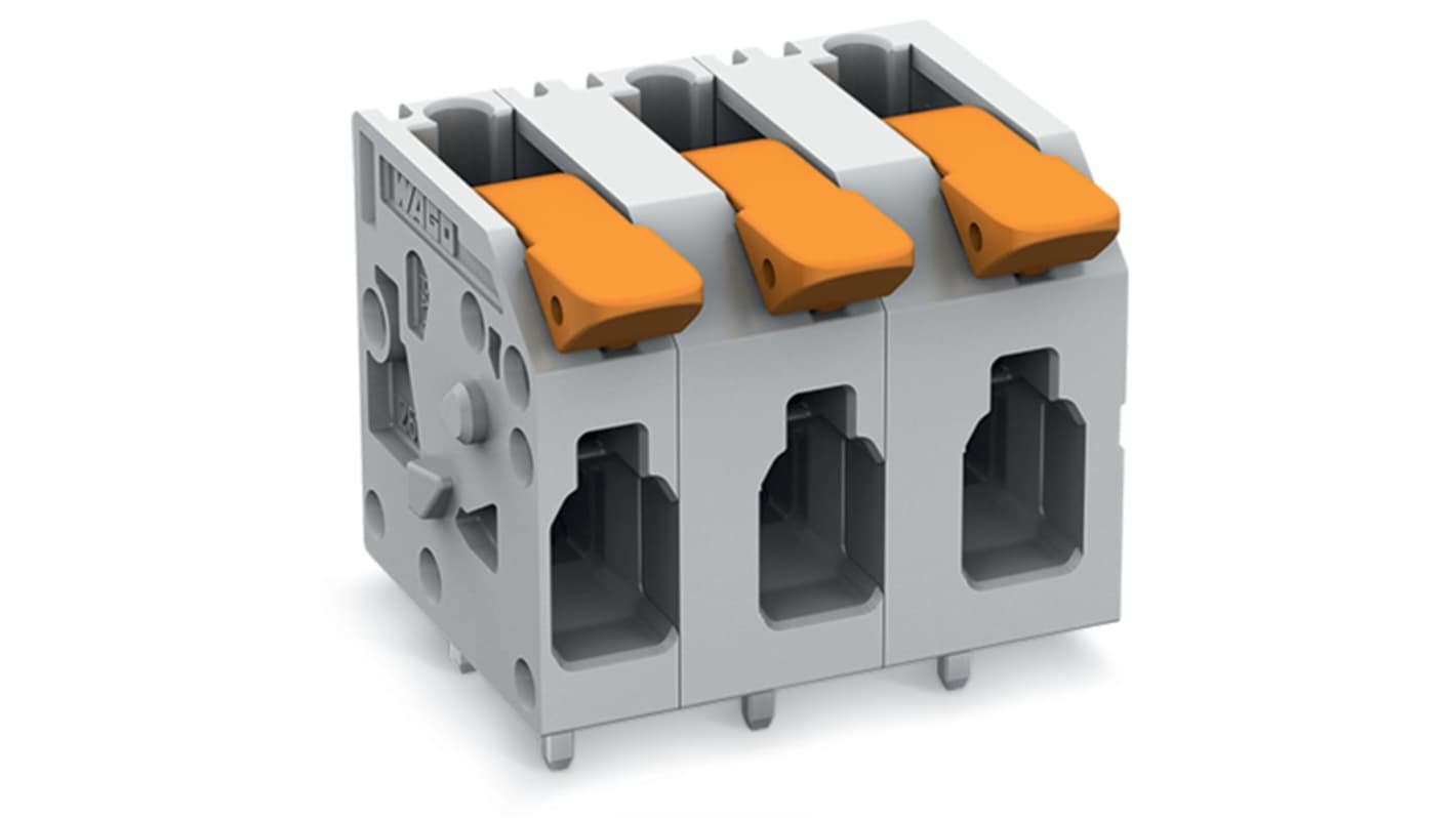 WAGO 2604 Series PCB Connector, 6-Contact, 7.5mm Pitch, Through Hole Mount, 1-Row, Push-In Cage Clamp Termination