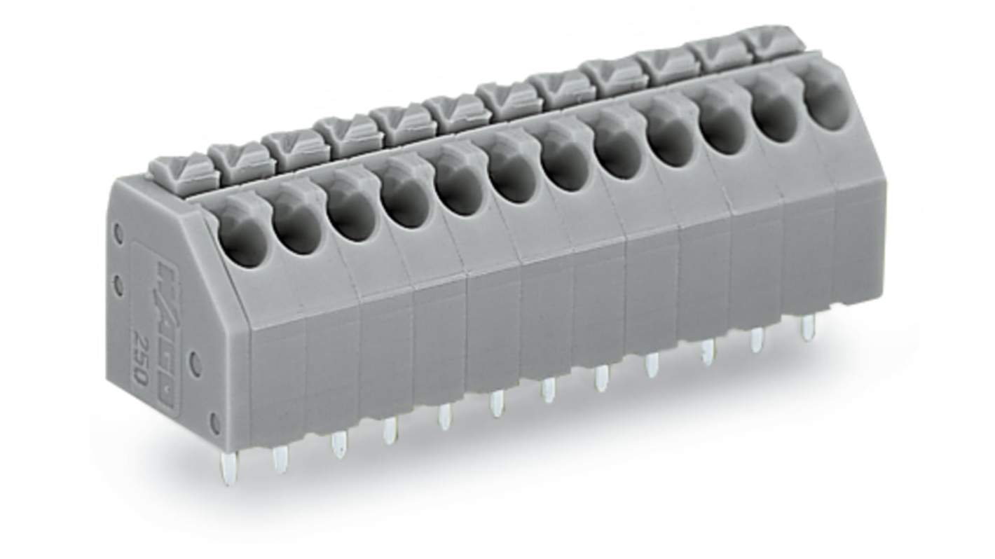 WAGO 250 Series PCB Connector, 24-Contact, 3.5mm Pitch, Through Hole Mount, 1-Row, Push-In Cage Clamp Termination