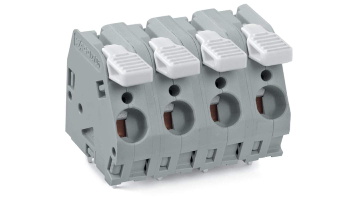 WAGO 2706 Series PCB Connector, 6-Contact, 10mm Pitch, Through Hole Mount, 1-Row, Cage Clamp Termination