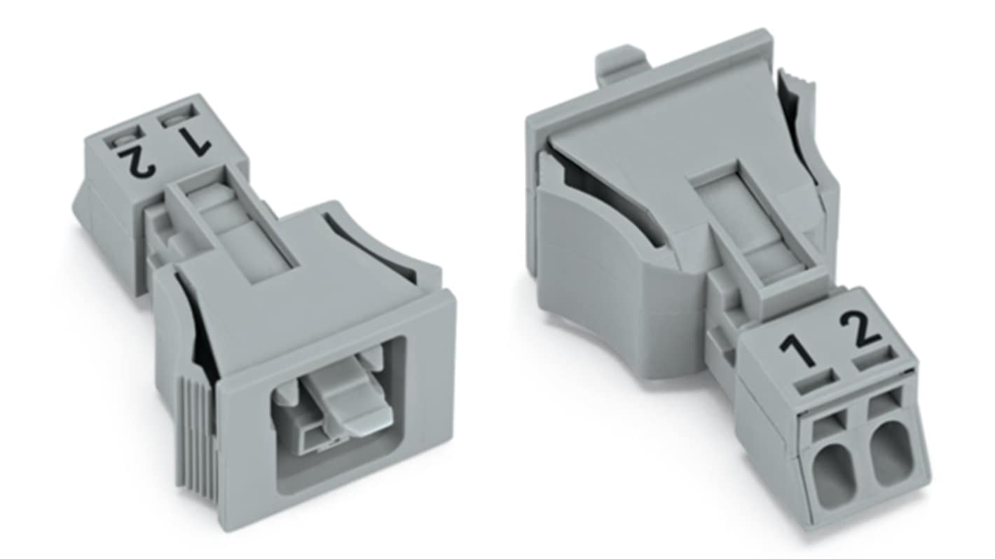 WAGO 890 Series Female Lighting Connector, 2-Pole, Female, 2-Way, Snap-In, 16A, IP40
