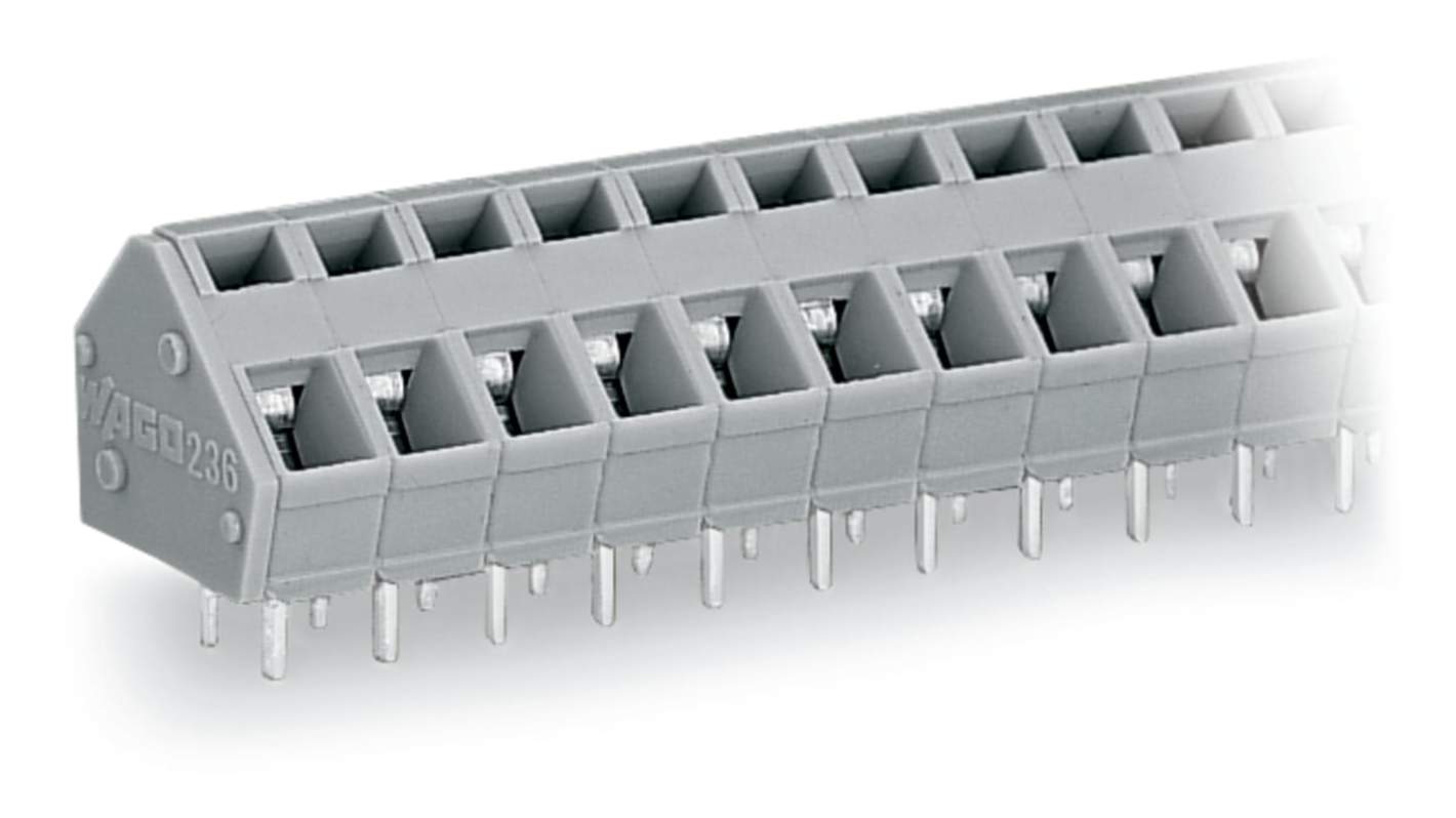 WAGO 236 Series PCB Terminal Block, 14-Contact, 5/5.08mm Pitch, Through Hole Mount, 1-Row, Cage Clamp Termination