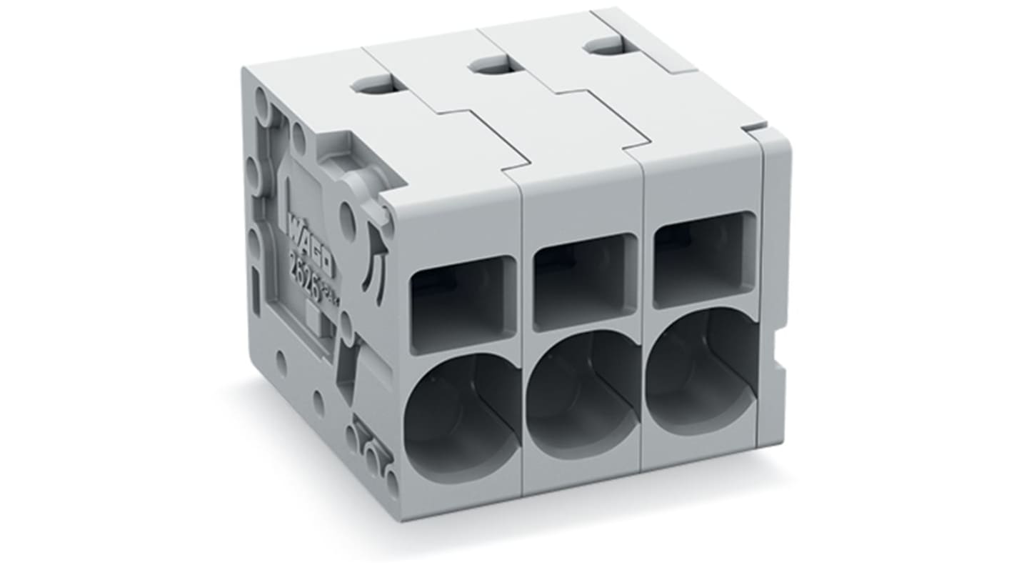WAGO 2626 Series PCB Connector, 3-Contact, 7.5mm Pitch, Feed Through Mount, 1-Row, Push-In Cage Clamp Termination