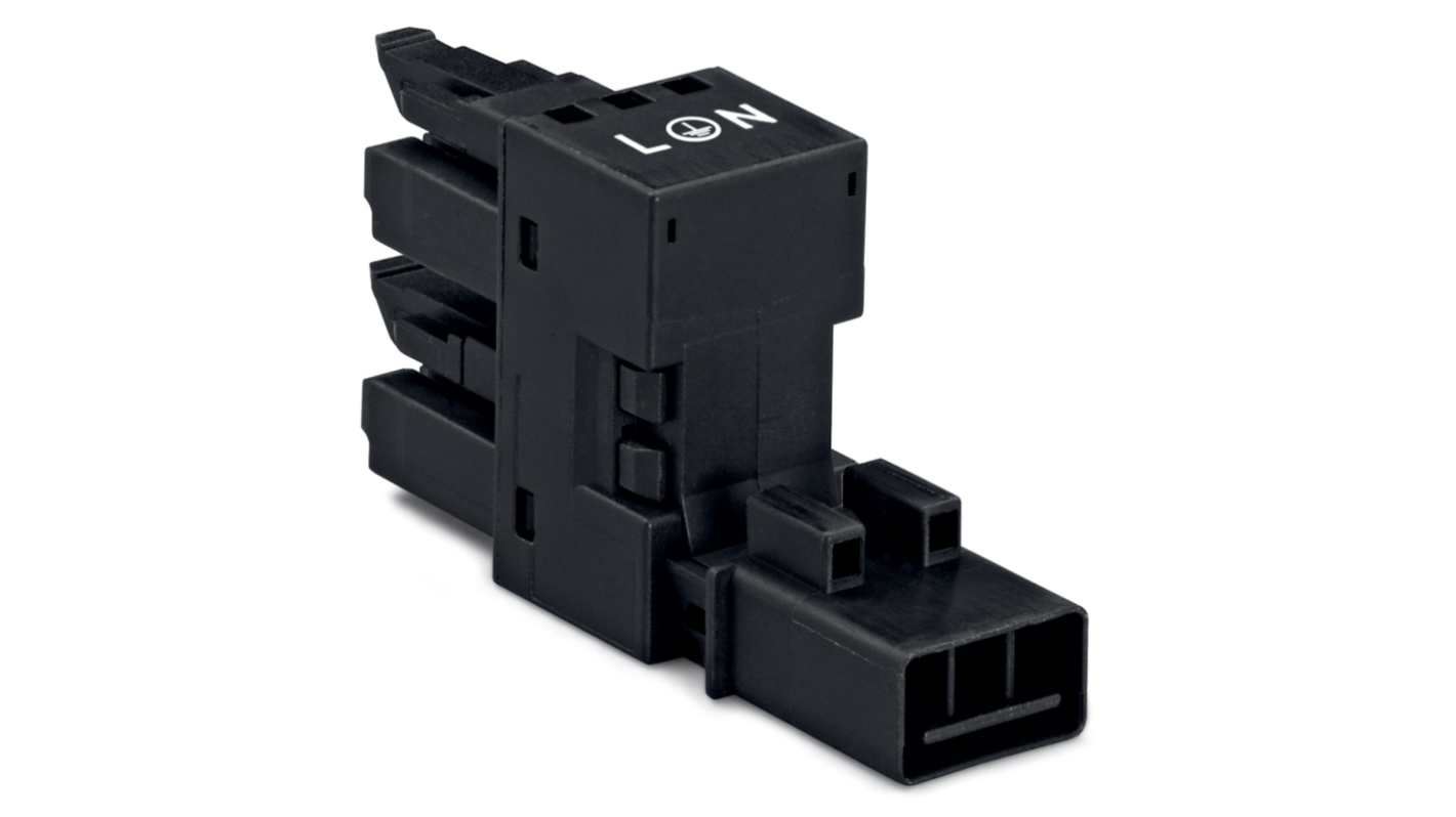 WAGO 890 Series Female Lighting Connector, 3-Pole, Female, 3-Way, Plug-In Mount, 16A, IP20, IP40