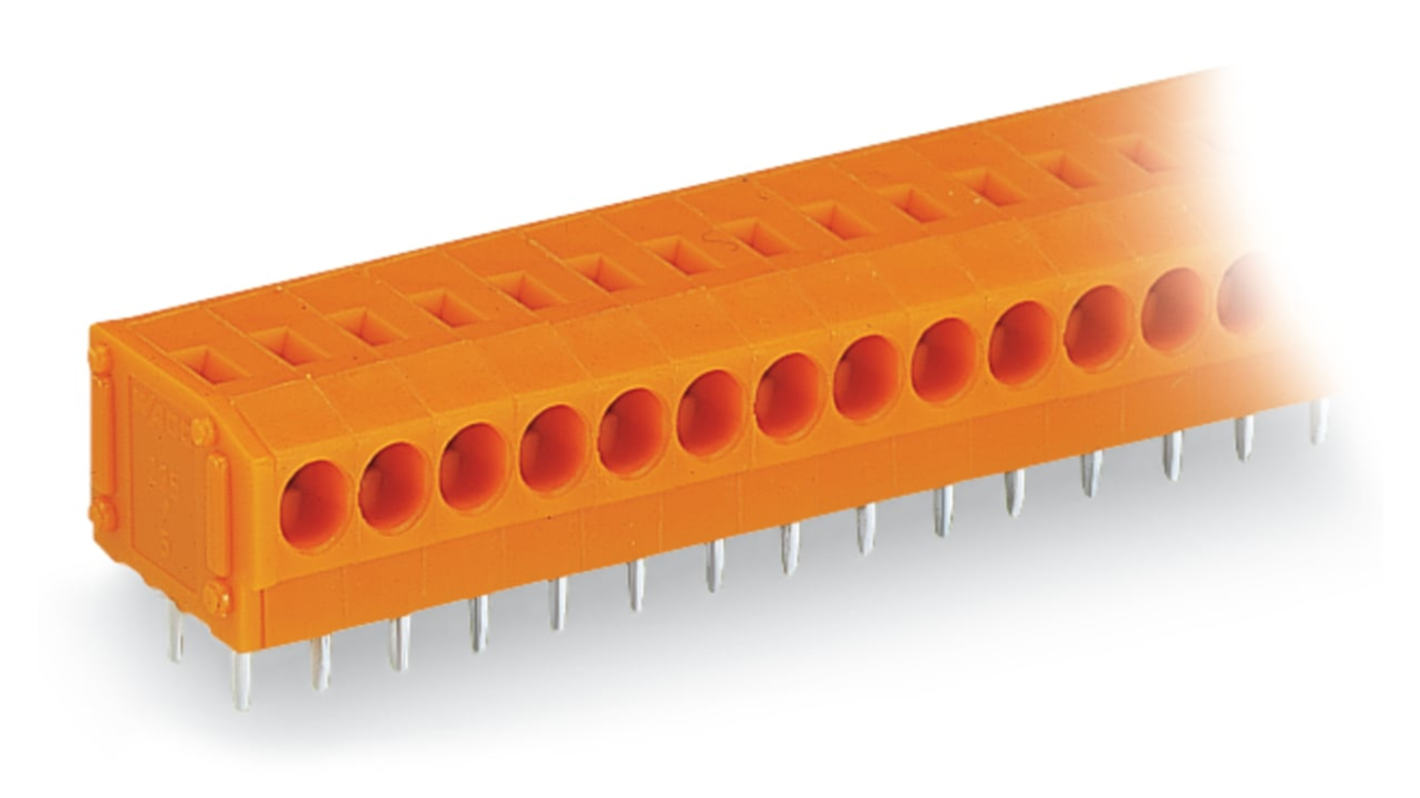 WAGO 235 Series PCB Terminal Block, 10-Contact, 3.81mm Pitch, Through Hole Mount, 1-Row, Push Wire Termination