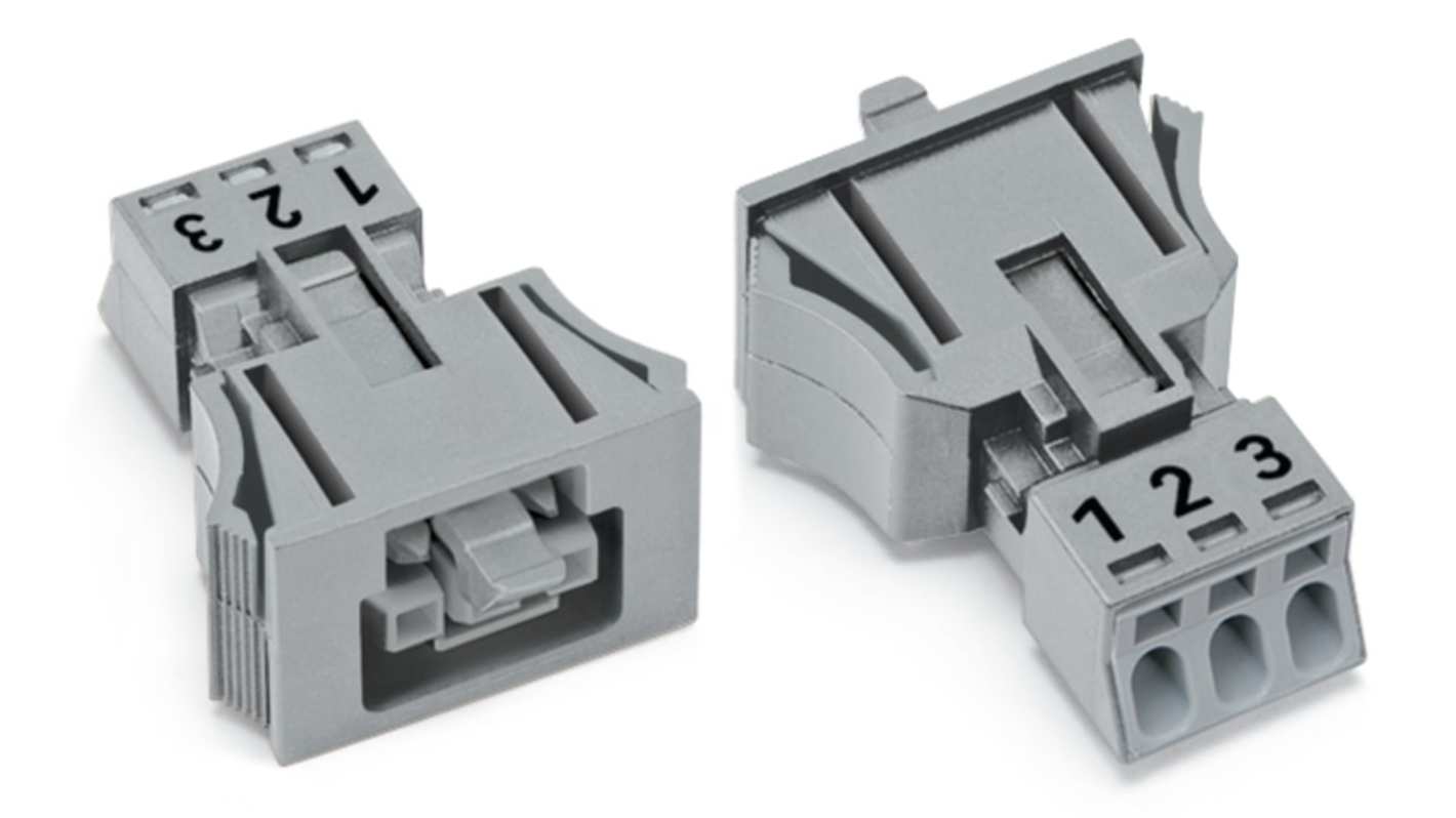 890 Series Female Lighting Connector, 3-Pole, Female, 3-Way, Snap-In, 16A, IP40