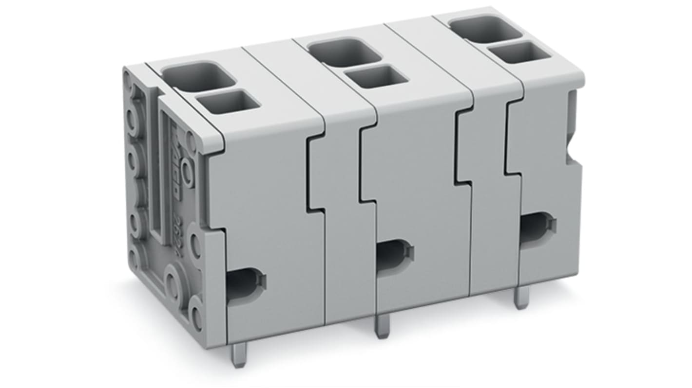 WAGO 2624 Series PCB Connector, 3-Contact, 11.5mm Pitch, Feed Through Mount, 1-Row, Push-In Cage Clamp Termination
