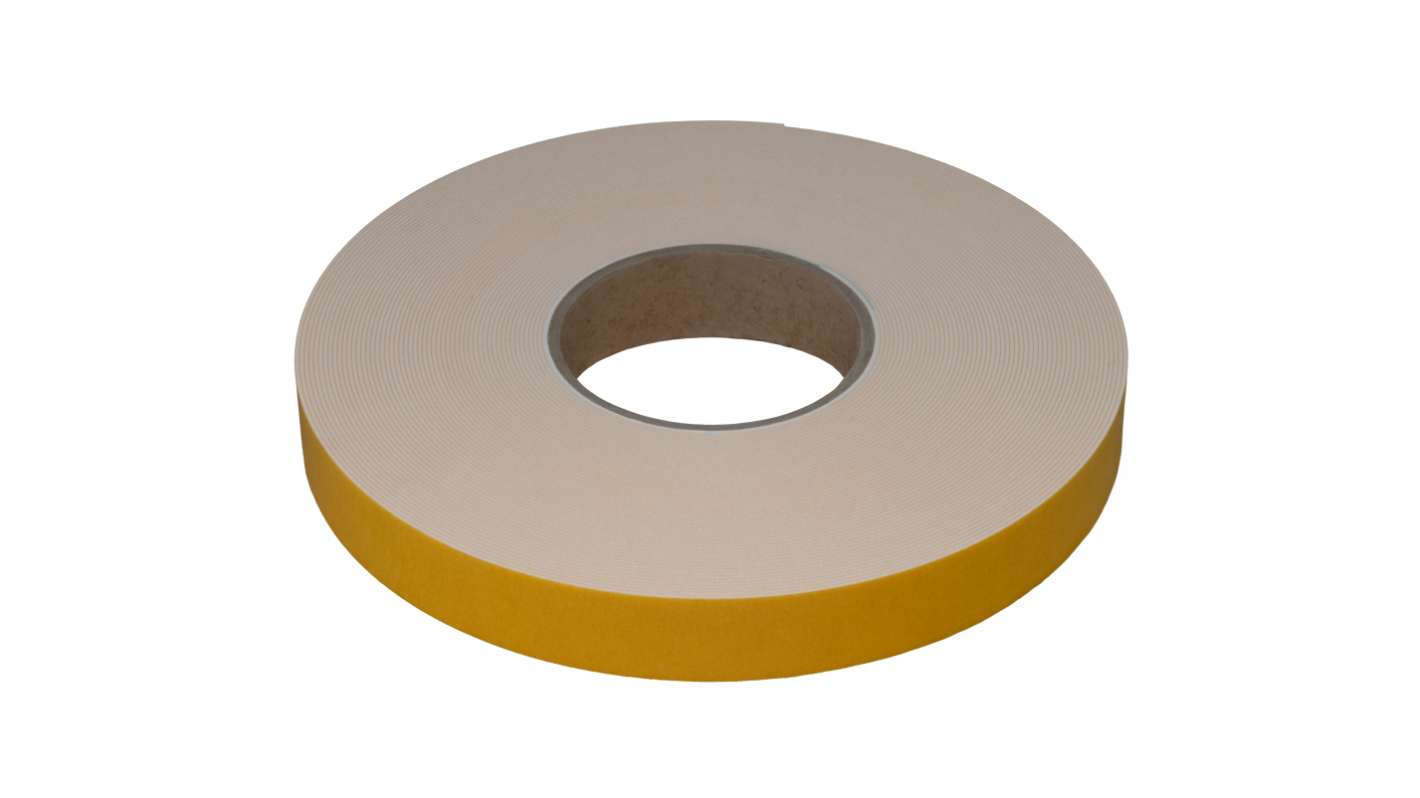 RS PRO White Foam Tape, 25mm x 25m, 1mm Thick