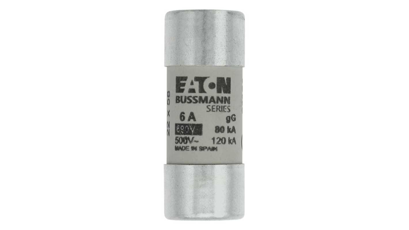 Eaton 6A gG/gL Cartridge Fuse, 22.2 x 58mm