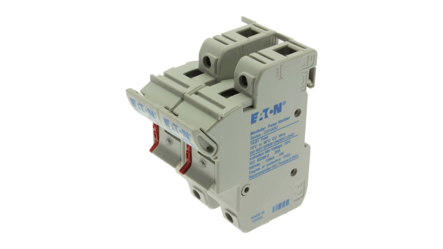 Eaton 50A Fuse Holder for 14 x 51mm Fuse, 2P, 690V ac/dc