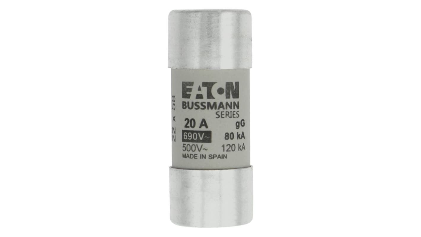 Eaton 20A gG/gL Cartridge Fuse, 22.2 x 58mm