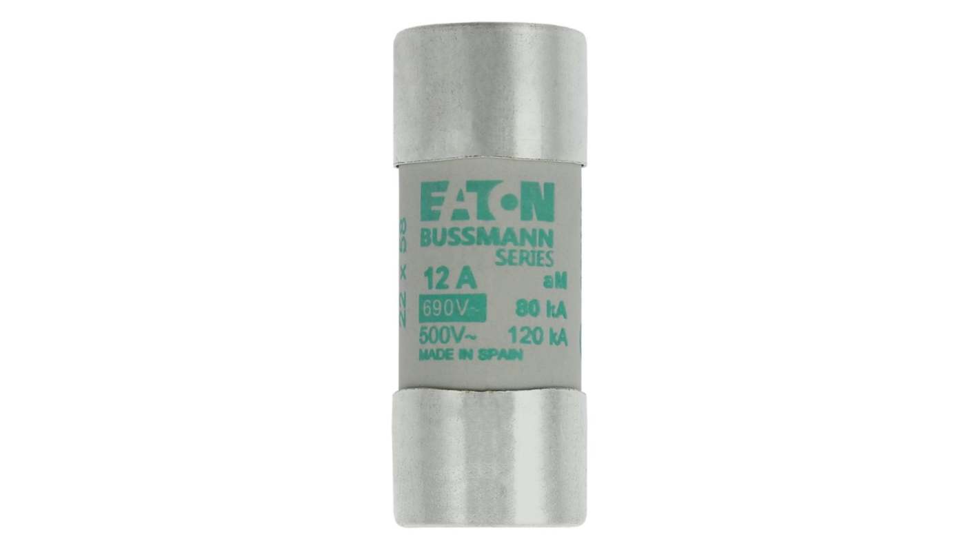 Eaton 12A Slow-Blow Cartridge Fuse, 22.2 x 58mm