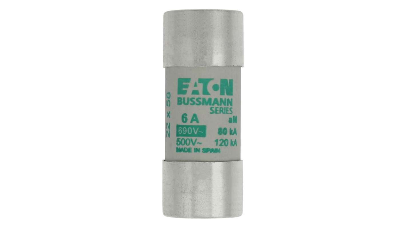 Eaton 6A Slow-Blow Cartridge Fuse, 22.2 x 58mm