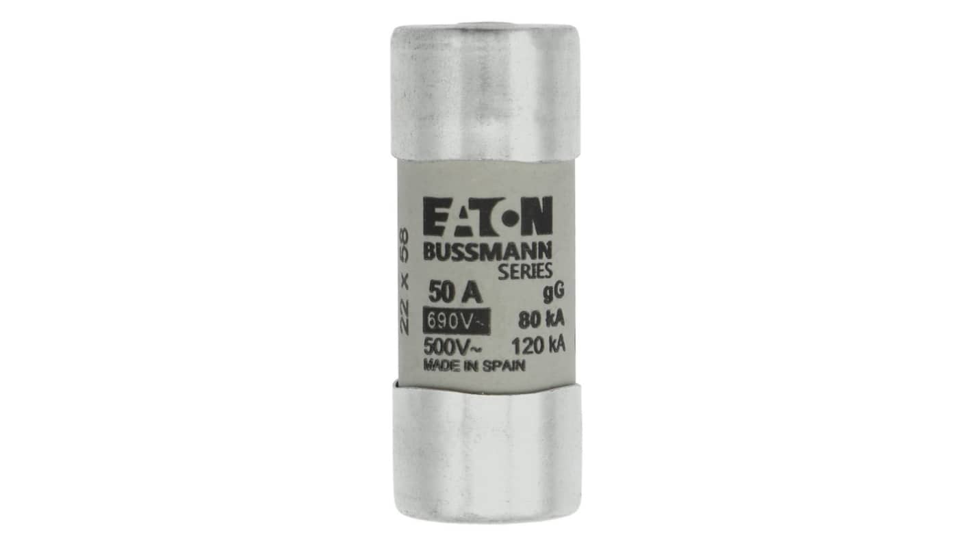 Eaton 50A Cartridge Fuses, 22.2 x 58mm