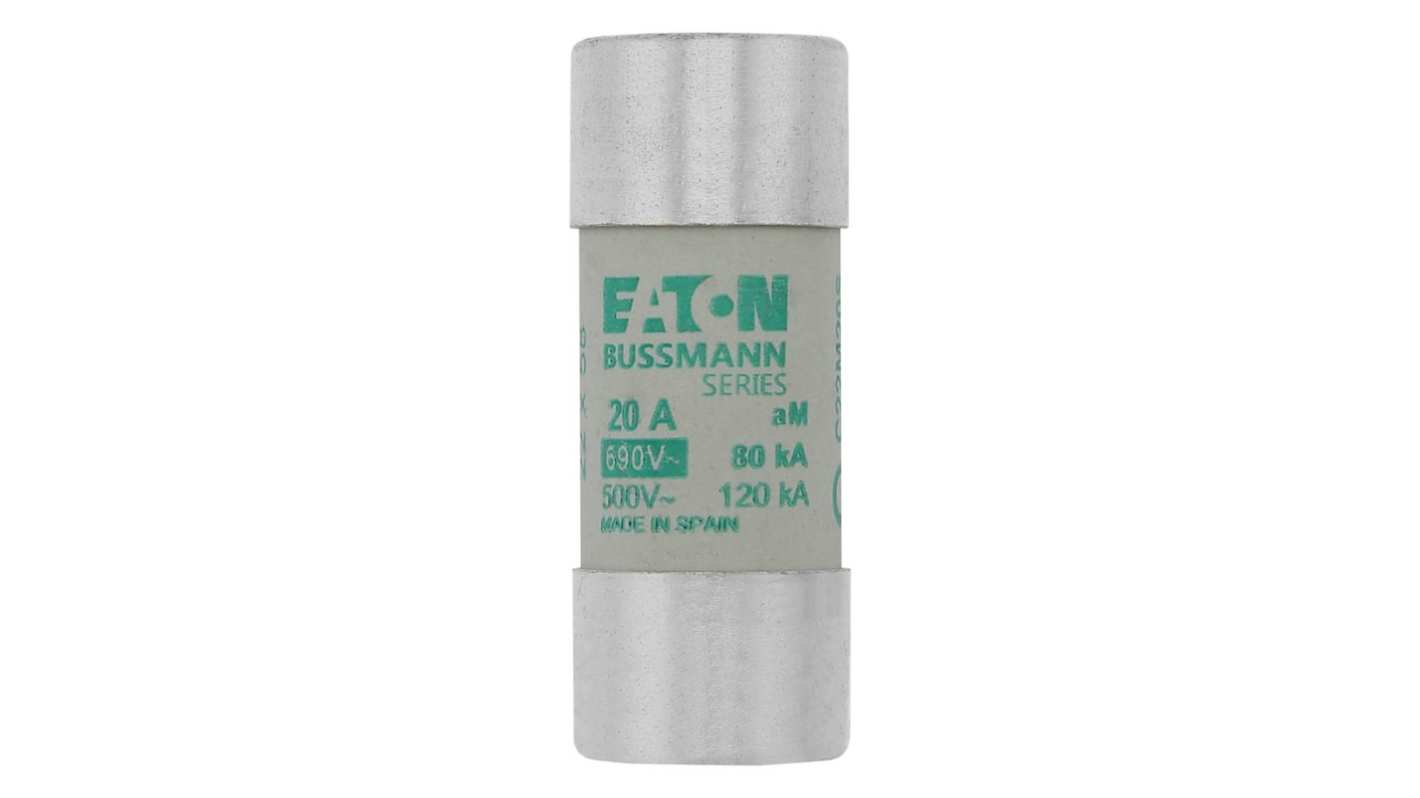 Eaton 20A Cartridge Fuses, 22.2 x 58mm