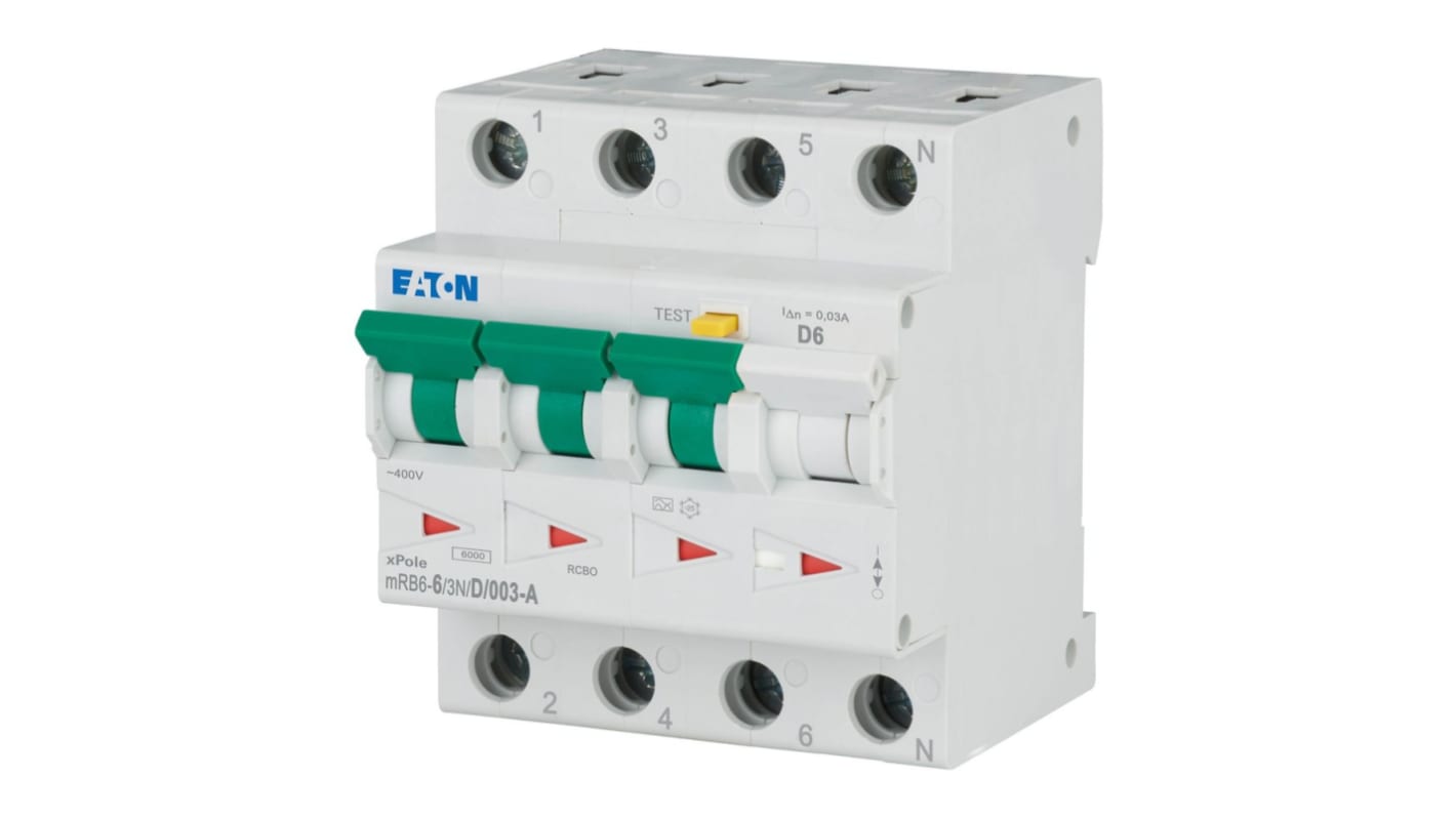 RCBO Eaton 120669 mRB6-6/3N/D/003-A, 3+N, 6A, sensibilità 30mA