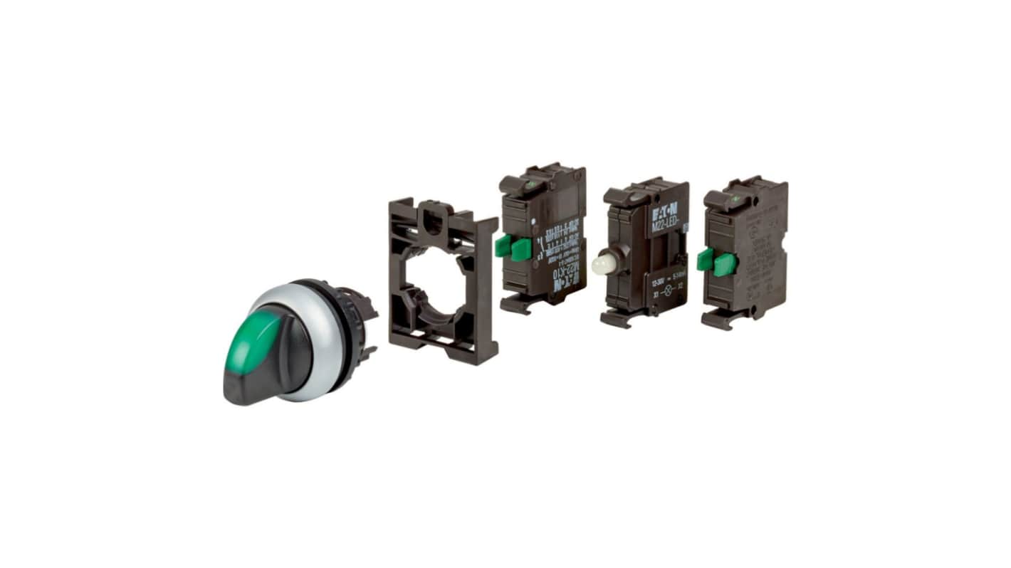 Selettore Eaton 110925 M22-WRLK3-G-2K10LED-BVP a 3 posizioni , diam. foro 22.5mm