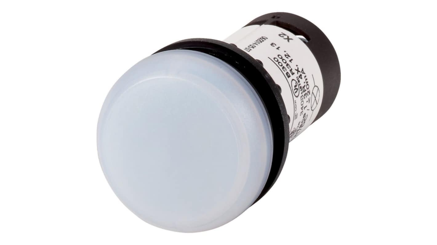 Eaton, Panel Mount White LED Indicator, 22.5mm Cutout, IP67, IP69K, Dome