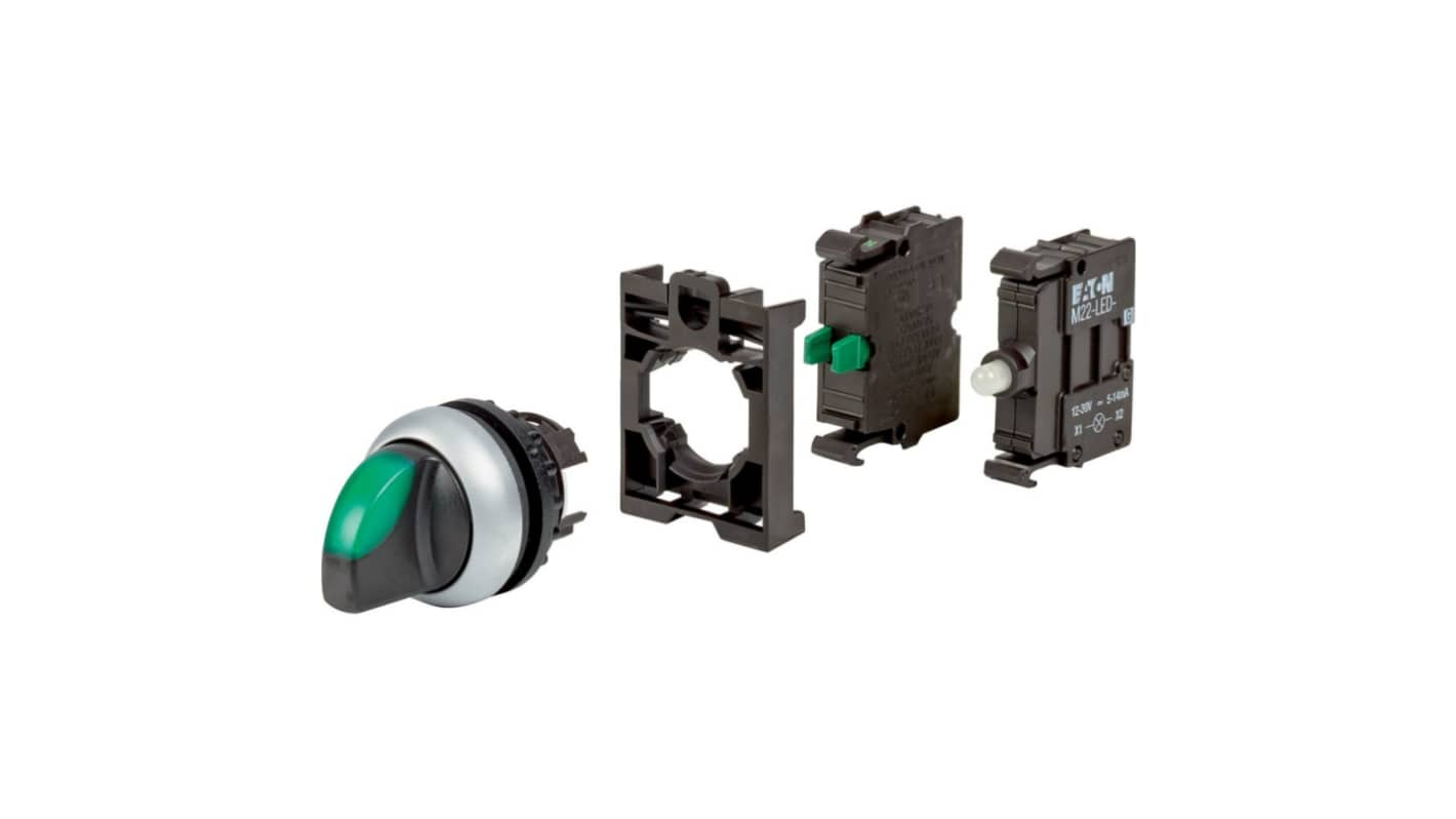 Eaton Toggle Selector Switch Head - (1NO) 22.5mm Cutout Diameter, Illuminated 2 Positions