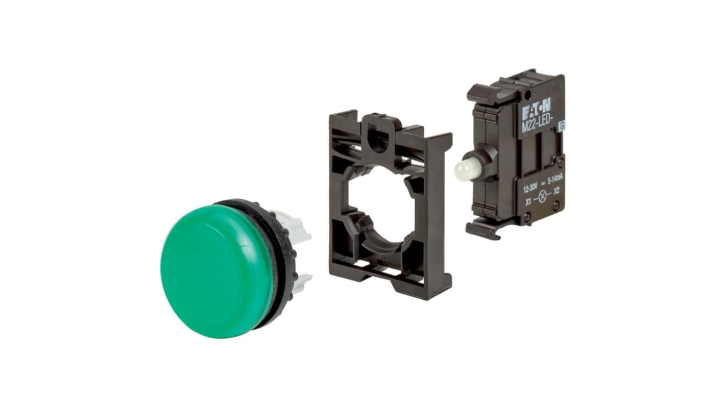 Eaton, Green LED Indicator, 22.5mm Cutout, IP67, IP69K, Round