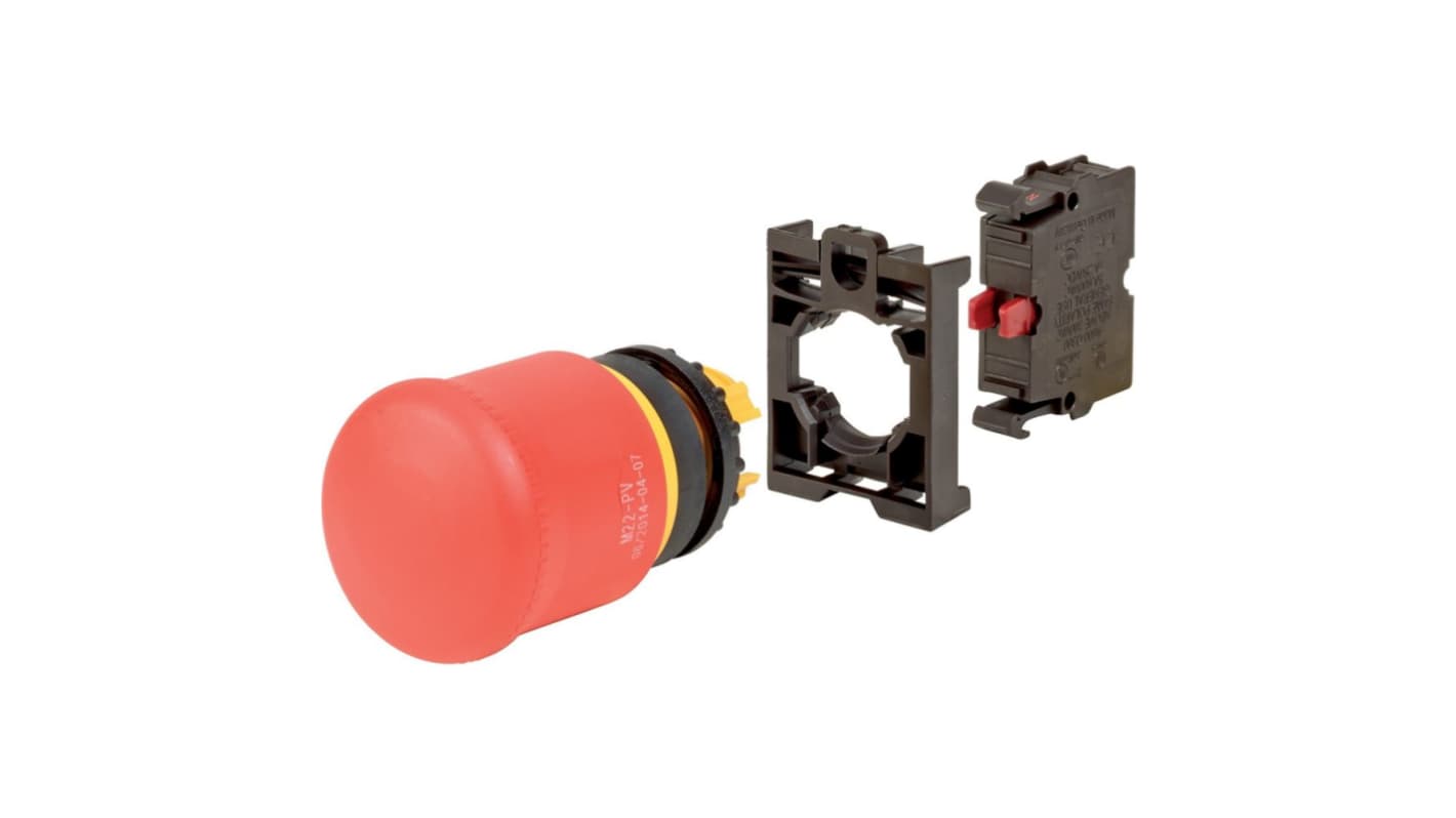 Eaton M22 Series Pull Release Emergency Stop Push Button, 22.5mm Cutout, 1NC, IP66