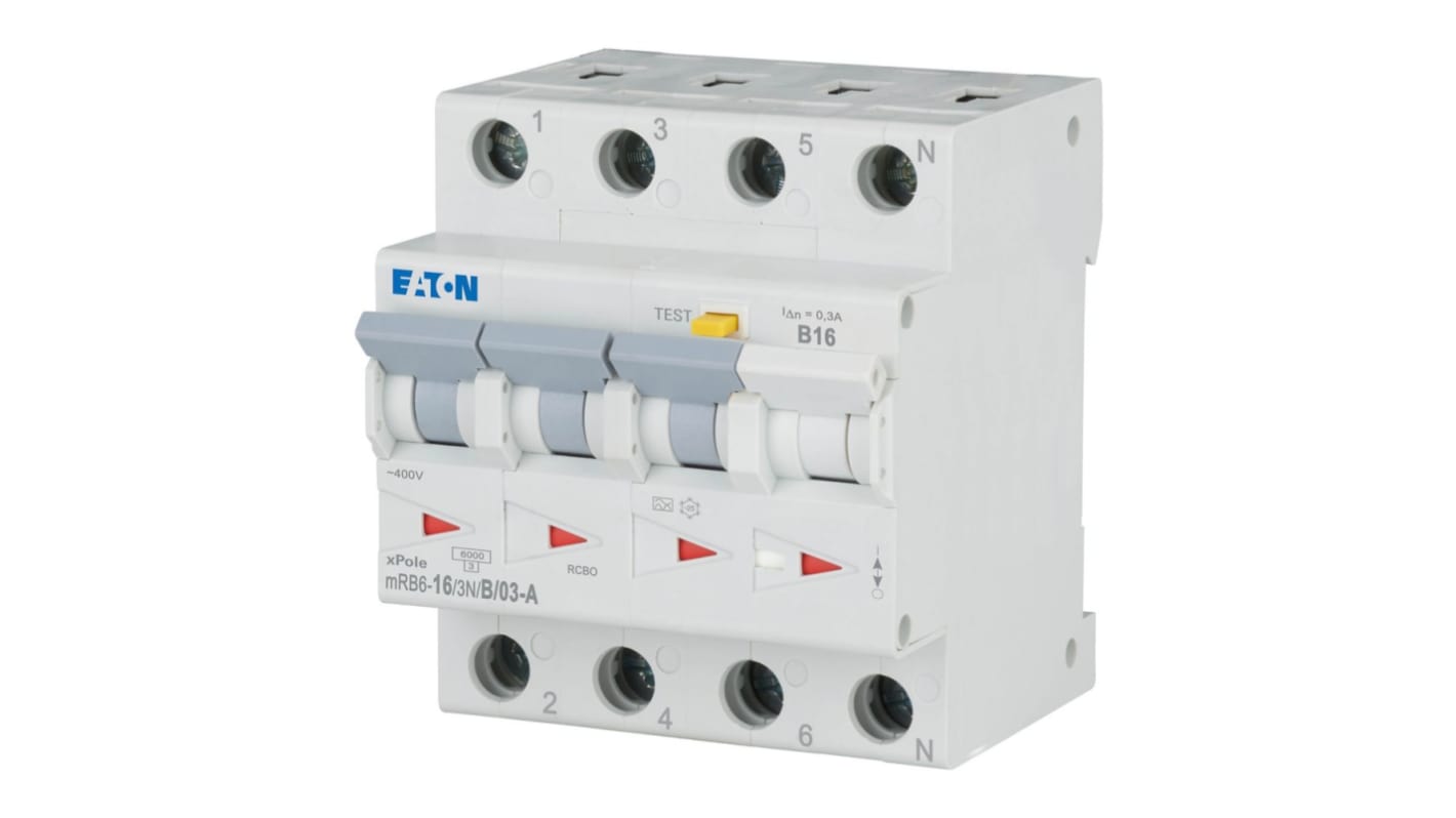 RCBO Eaton 120656 mRB6-16/3N/B/03-A, 3+N, 16A, sensibilità 300mA