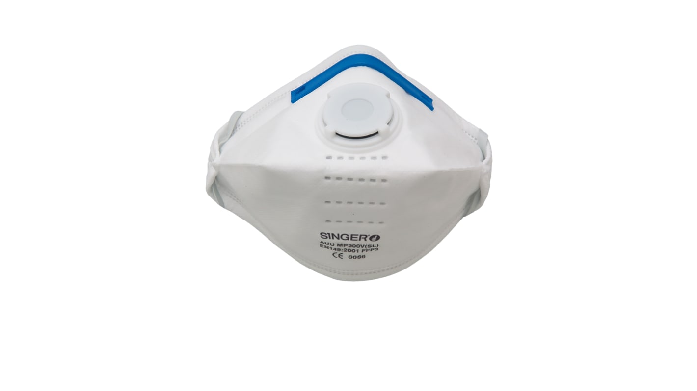 SINGER SAFETY AUUMP Series Disposable Respirator for General Purpose Protection, FFP3 NR D, Valved, Fold Flat 12Box per