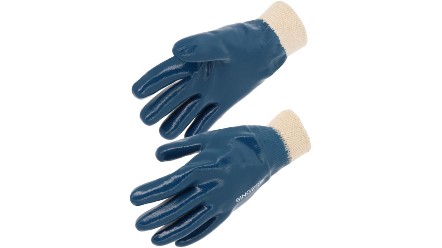 SINGER SAFETY NBR327 Blue Cotton Abrasion Resistant, Cut Resistant, Heat Resistant, Puncture Resistant, Tear Resistant