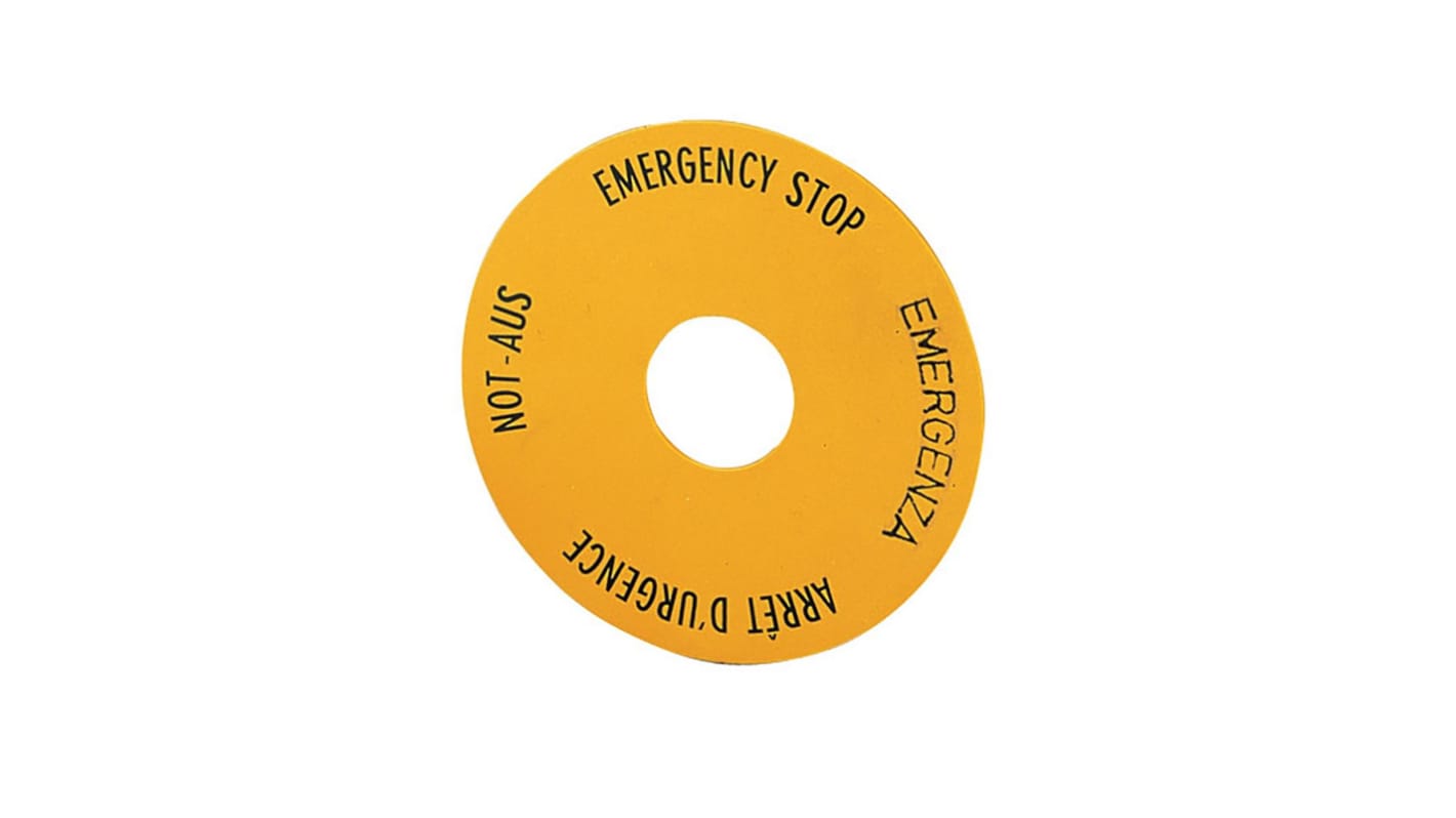 Eaton Label for Use with M22 Pushbuttons, Emergency Stop, Emergency Stop
